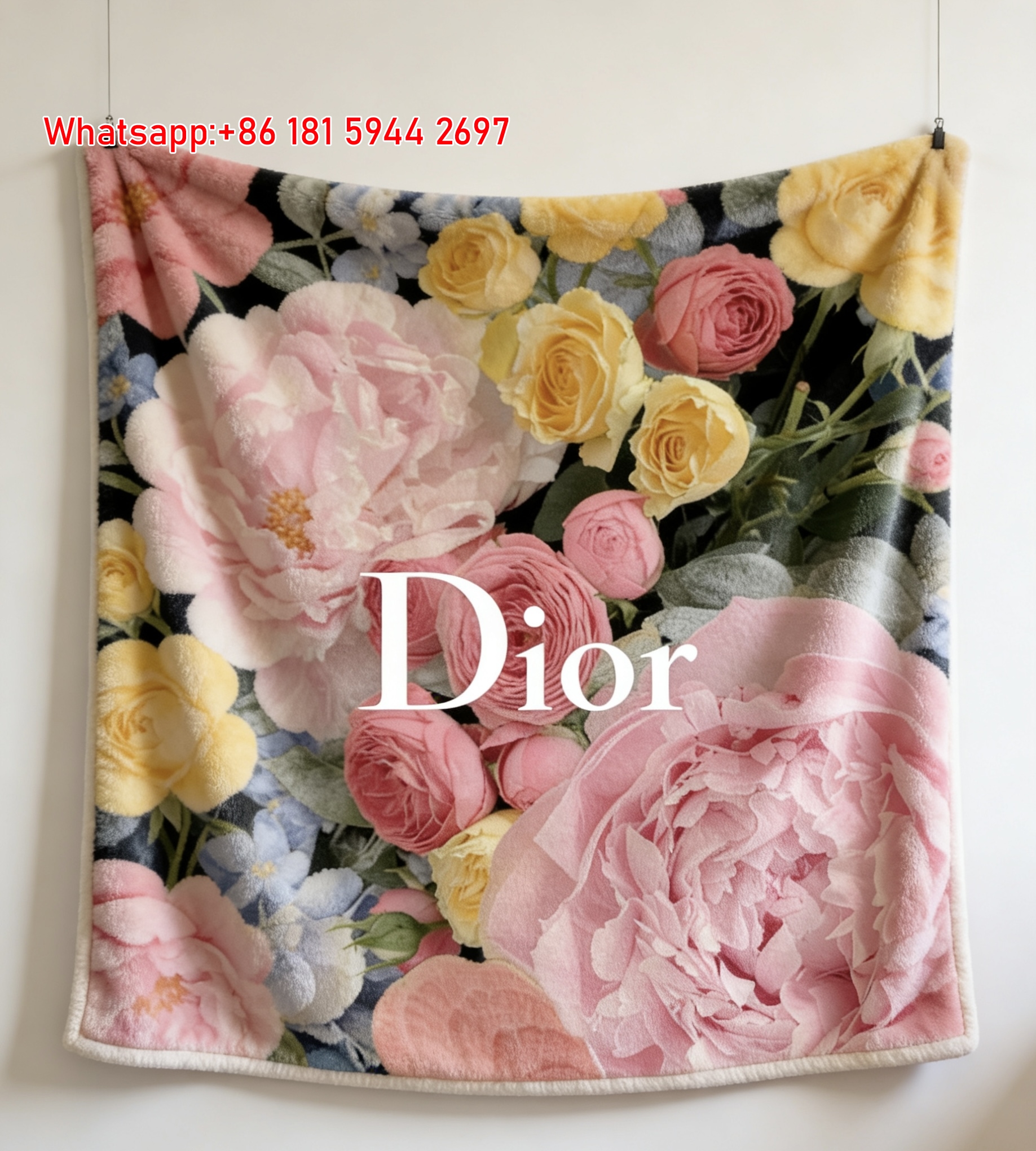 Dior Floral Flannel Sofa Throw Blanket D211